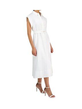 NWT Anne Klein Linen-Blend Shirtdress Belted Size 10 MSRP $169